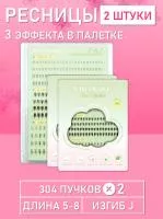 Ресницы Nagaraku три эффекта в одной палетке, 304 пучка M3-001 2 шт.