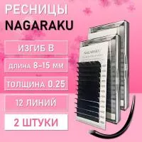 Ресницы черные NAGARAKU Premium Ellips B, 0.25, 8-15 mm 2 шт