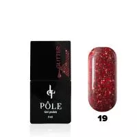 Гель-лак POLE - Glitter №19 - красный апельсин (8 мл.)