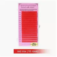 Красные ресницы Nagaraku MIX Premuim Extensions C, 0.12, 7-15 mm 2 шт