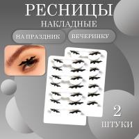 Ресницы накладные черные на праздник, вечеринку ночной призрак  2 шт