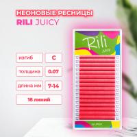 Ресницы неоновые розовые Rili Juicy - 16 линий - MIX