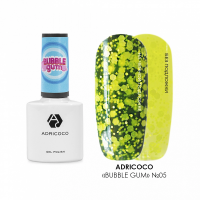 Гель-лак Bubble gum с цветной неоновой слюдой №05 кислотный лимон, ADRICOCO, 8 мл
