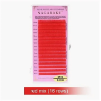 Красные ресницы Nagaraku MIX Premuim Extensions C, 0.12, 7-15 mm 2 шт